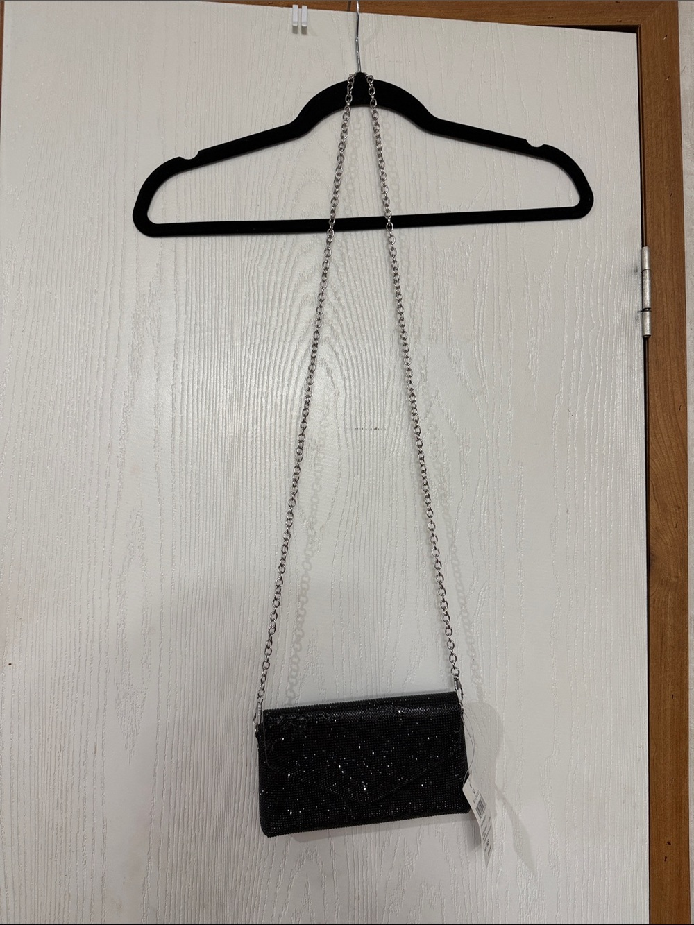Windsor Black Glitter Chain Shoulder Clutch